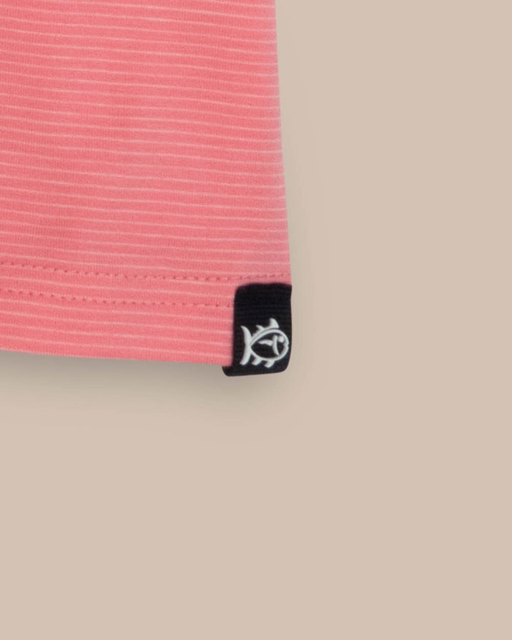 The detail view of the Southern Tide The Seaport Davenport Stripe Tee by Southern Tide - Geranium Pink