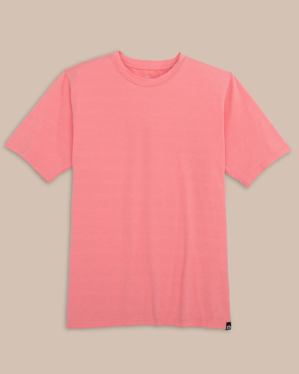 The front view of the Southern Tide The Seaport Davenport Stripe Tee by Southern Tide - Geranium Pink