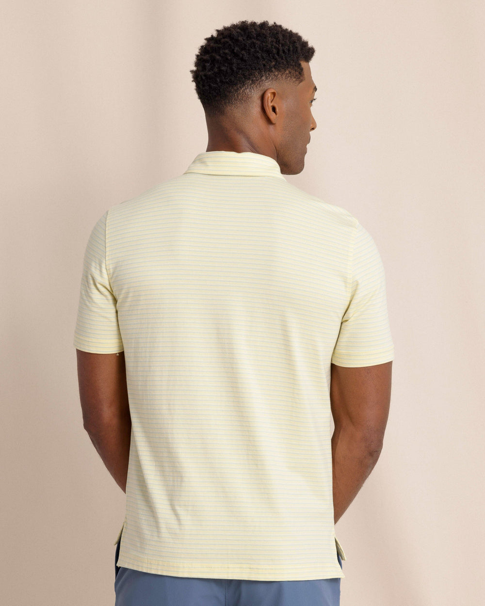 The back view of the Southern Tide The Seaport Kinston Stripe Polo by Southern Tide - Tuscan Sun