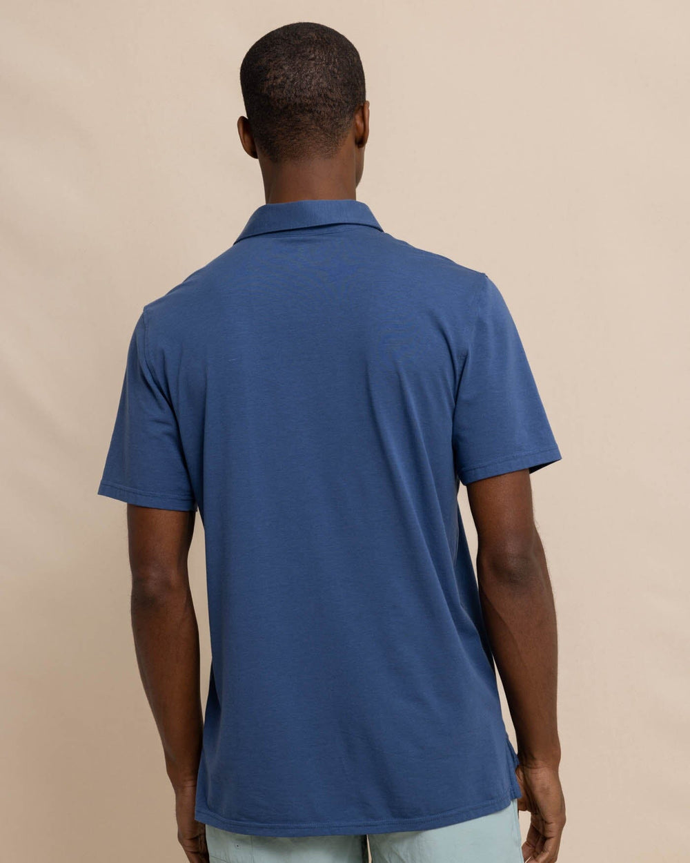 The back view of the Southern Tide The Seaport Polo by Southern Tide - Aged Denim