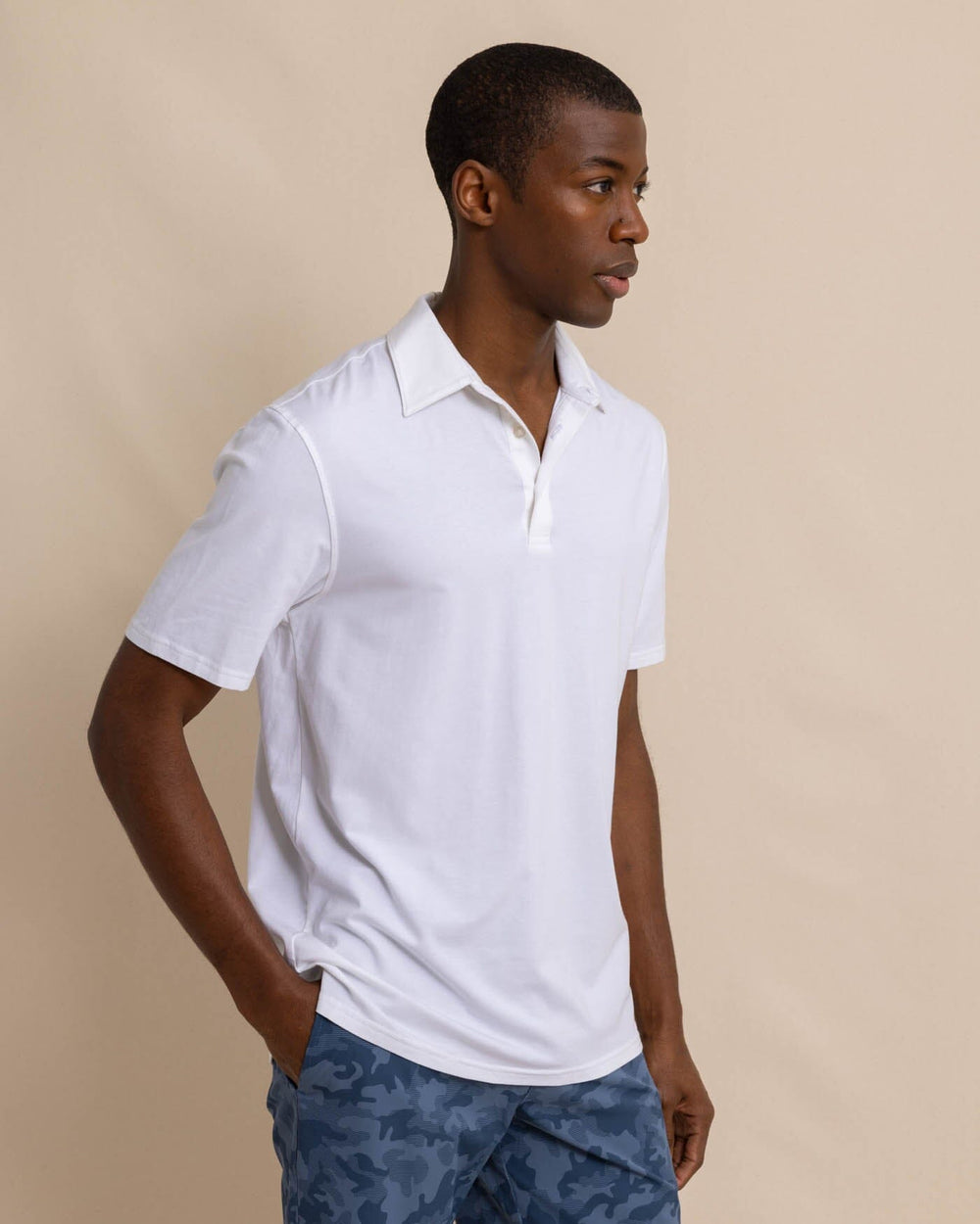 The front view of the Southern Tide The Seaport Polo by Southern Tide - Classic White