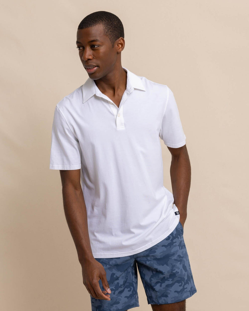 The front view of the Southern Tide The Seaport Polo by Southern Tide - Classic White