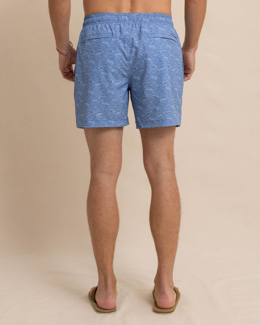 The back view of the Southern Tide The Whaler Swim Trunk by Southern Tide - Coronet Blue