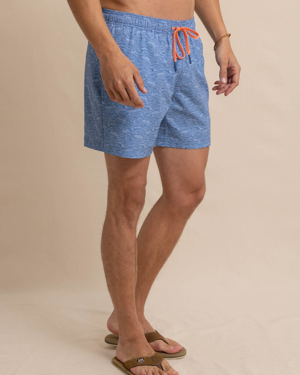 The front view of the Southern Tide The Whaler Swim Trunk by Southern Tide - Coronet Blue