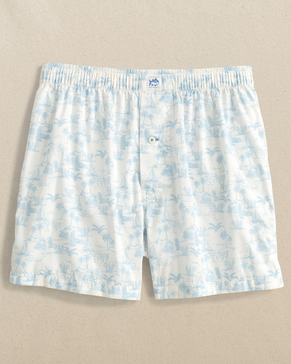 The front view of the Southern Tide Tide To The Shore Boxer by Southern Tide - Cerulean