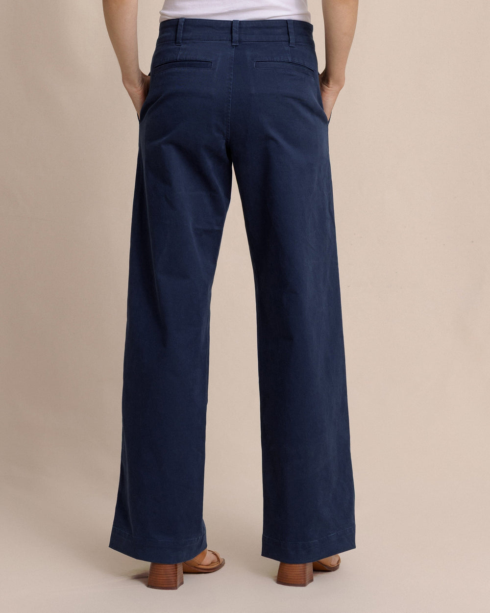 The back view of the Southern Tide Tori Wide Leg Chino Pant by Southern Tide - Dress Blue