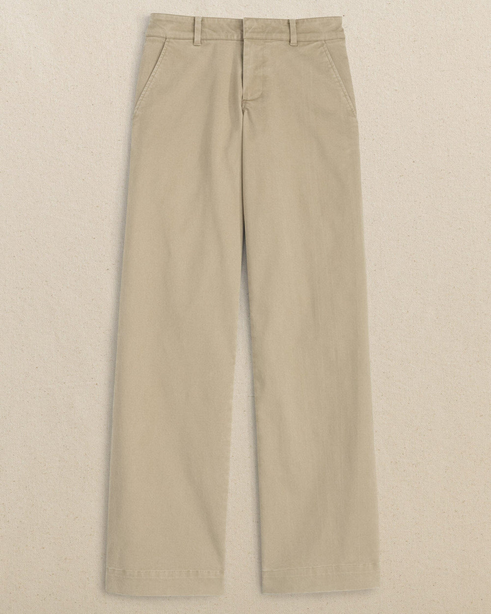 The front view of the Southern Tide Tori Wide Leg Chino Pant by Southern Tide - Sandstone Khaki