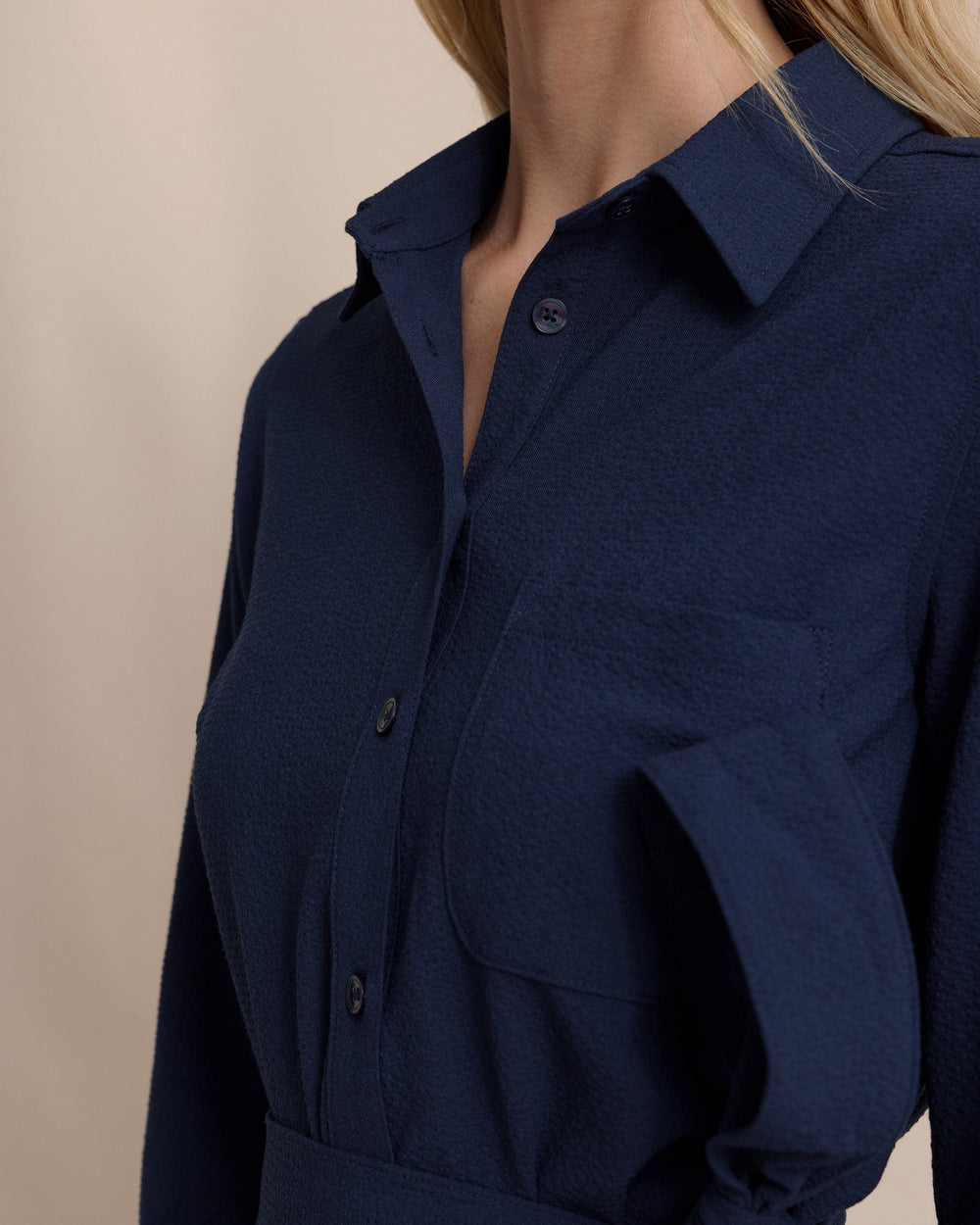 Women's Trista Textured Midi Shirt Dress | Southern Tide Women's Trista Textured Midi Shirt Dress | Southern Tide