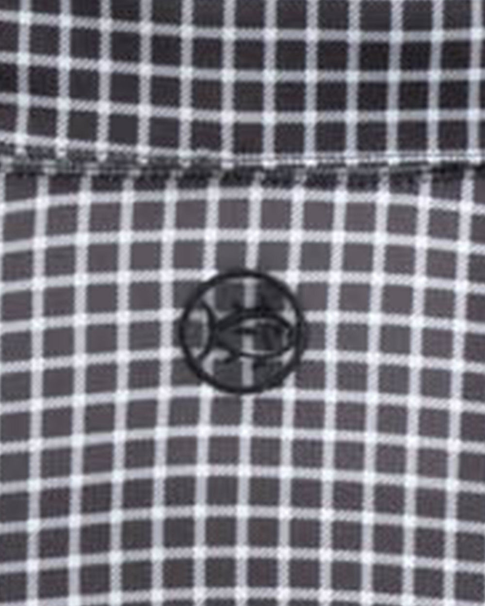 The detail view of the Southern Tide UCF Knights Driver Dunes Edge Plaid Polo by Southern Tide - Black