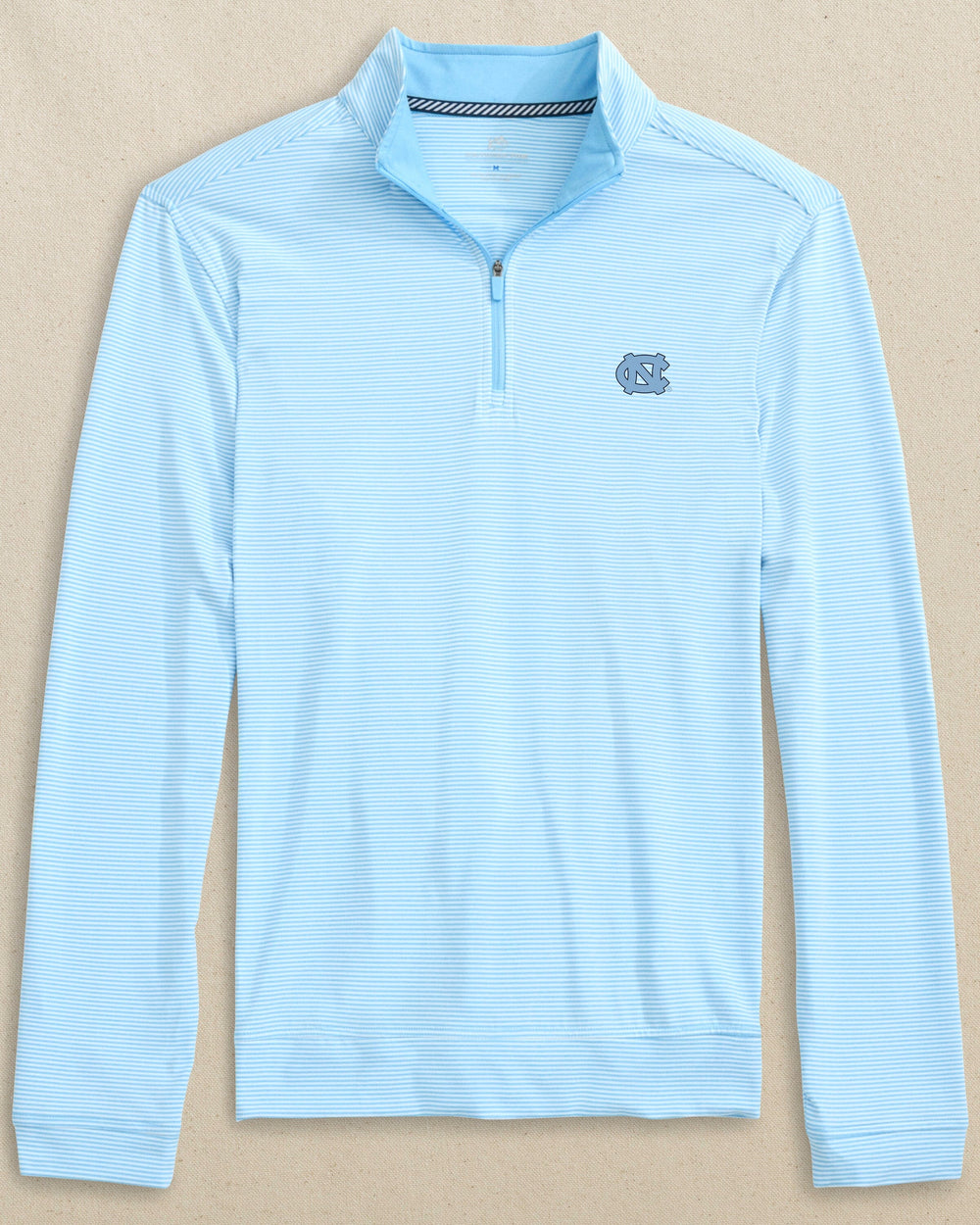UNC Tar Heels Cruiser Micro-Stripe Heather Quarter Zip C_Outerwear Southern Tide Heather Rush Blue S 