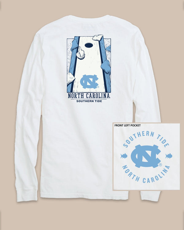 The back view of the UNC Tar Heels Gameday Cornhole Board T-Shirt by Southern Tide - Classic White