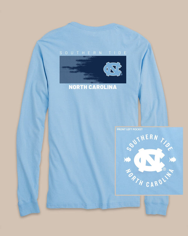 The back view of the UNC Tar Heels Gameday Hexagon Gradient T-Shirt by Southern Tide - Rush Blue