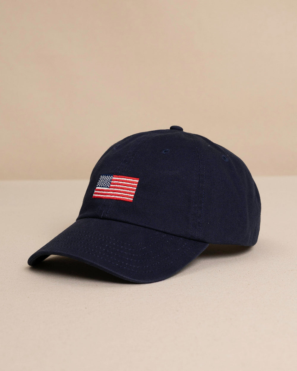 The side view of the Southern Tide USA Flag Hat by Southern Tide - Navy
