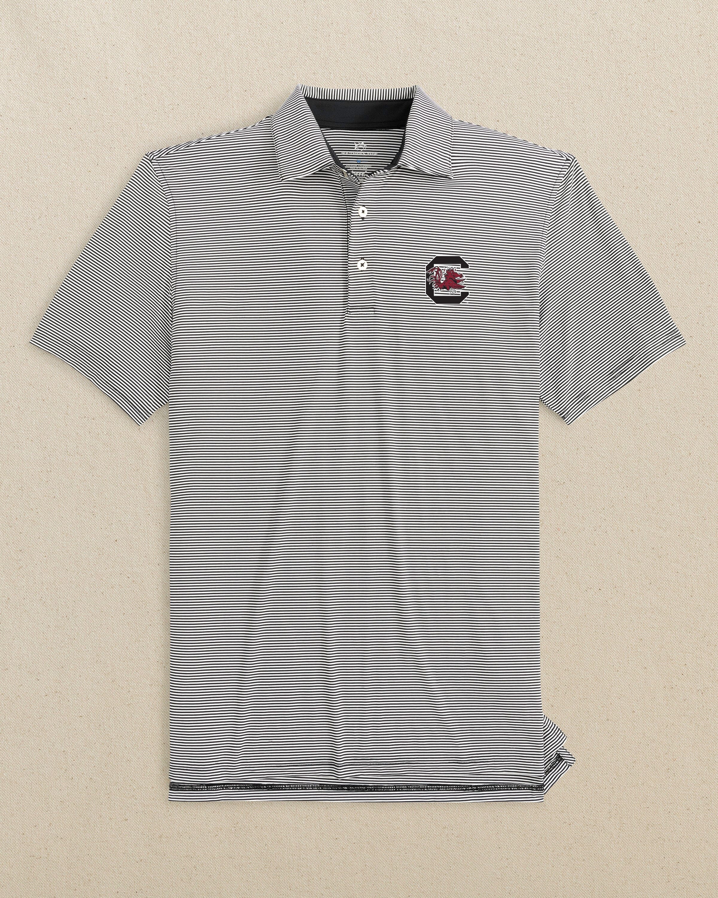 ★★ ★★ TH Collection Preppy Striped Polo Swe Men's brrr°®-eeze Meadowbrook Stripe Polo - Cantaloupe