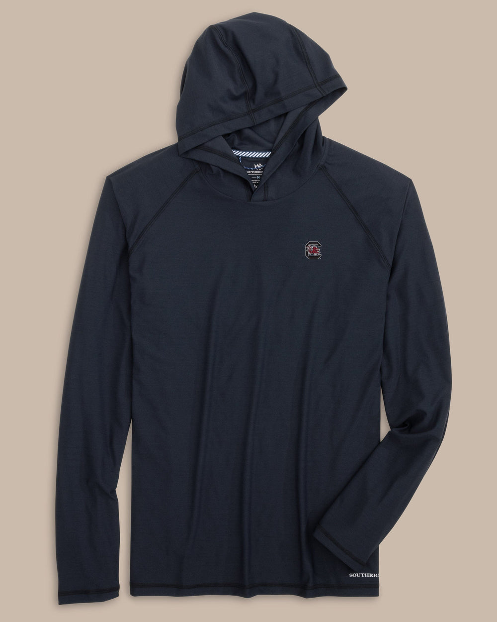 The front view of the Southern Tide USC Gamecocks brrr°®-illiant Performance Hoodie by Southern Tide - Caviar Black