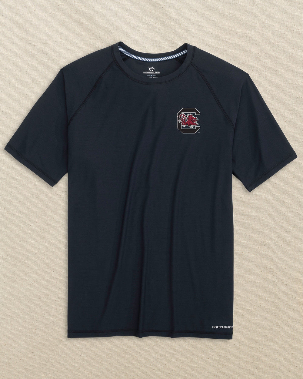The front view of the Southern Tide USC Gamecocks brrr°®-illiant T-Shirt by Southern Tide - Caviar Black