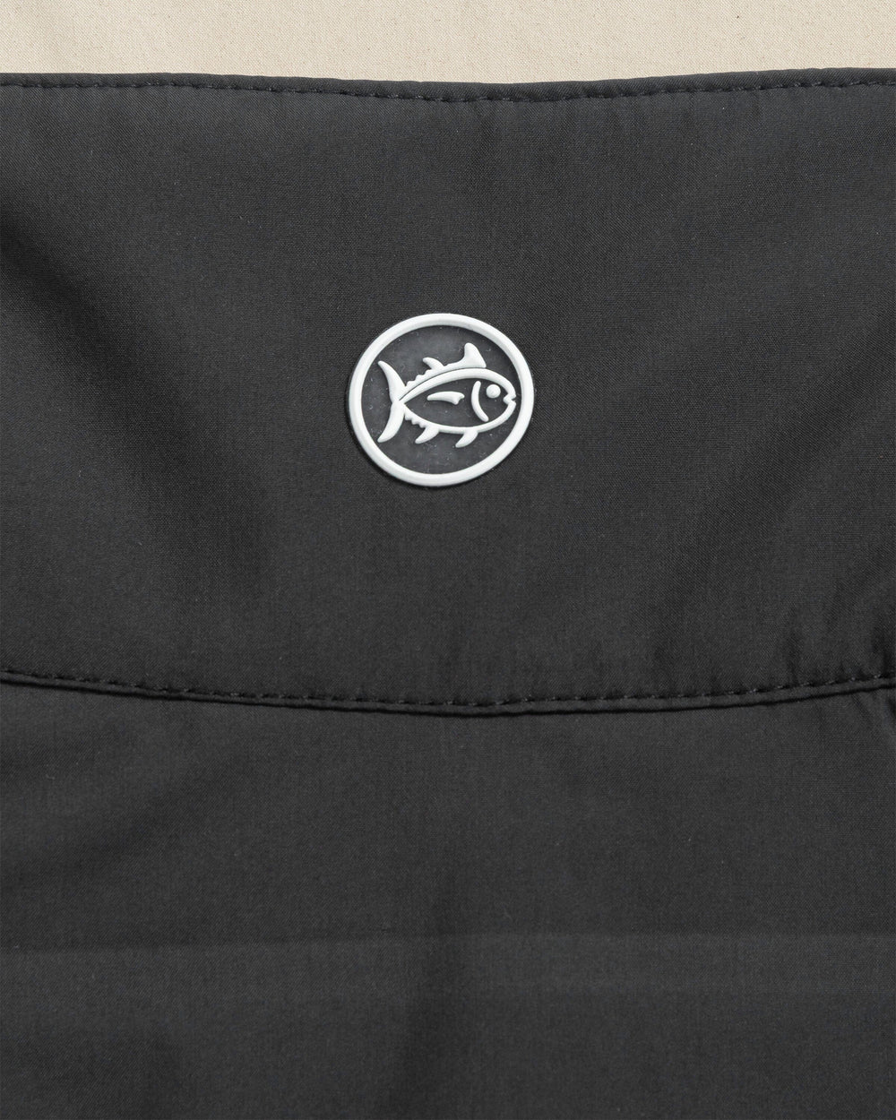 The detail view of the Southern Tide USC Gamecocks Coligny Quilted Vest by Southern Tide - Caviar Black