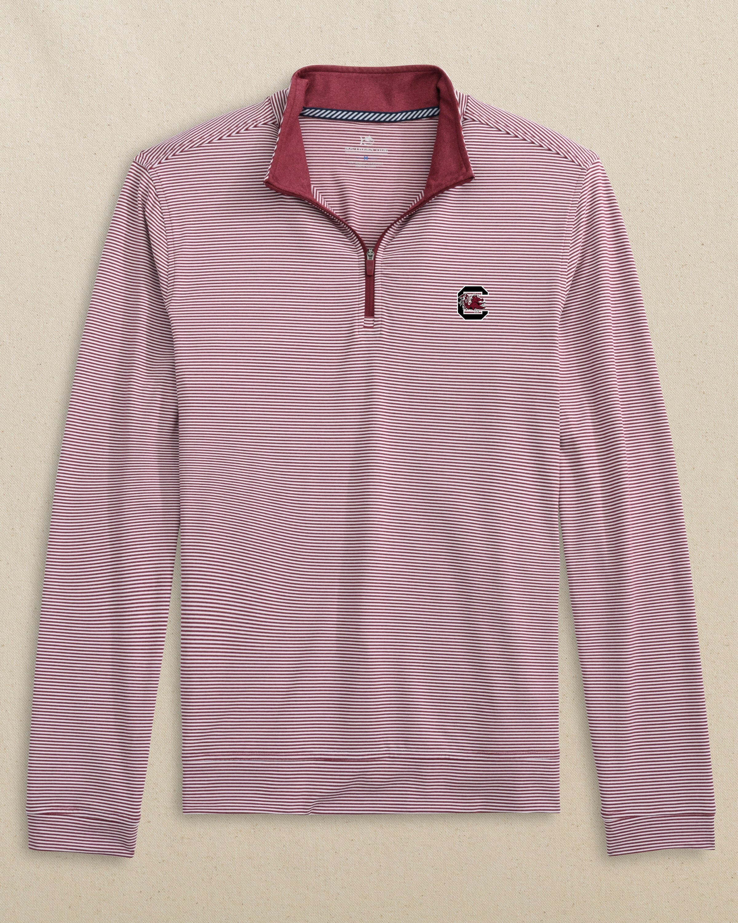 CQ 4+×3CQIJ Men's USC Gamecocks Stripe Heather Quarter Zip | Southern Tide