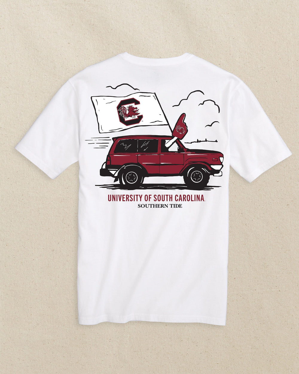 The back view of the Southern TideUSC Gamecocks Game Bound Short Sleeve T-Shirt by Southern Tide - Classic White