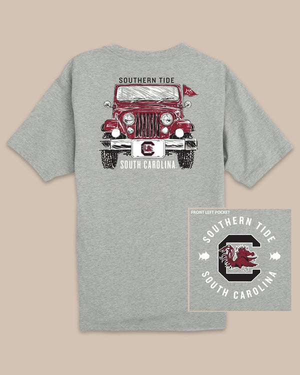 The back view of the USC Gamecocks Heather Front Plate T-Shirt by Southern Tide - Heather Grey