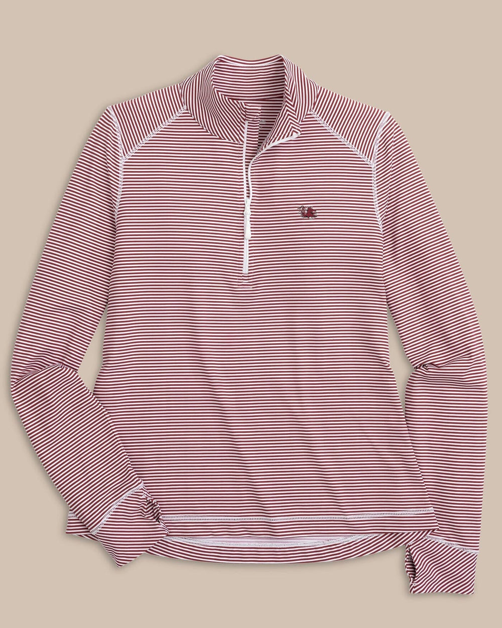 The front view of the USC Gamecocks Runaround Quarter Zip Pull Over by Southern Tide - Chianti