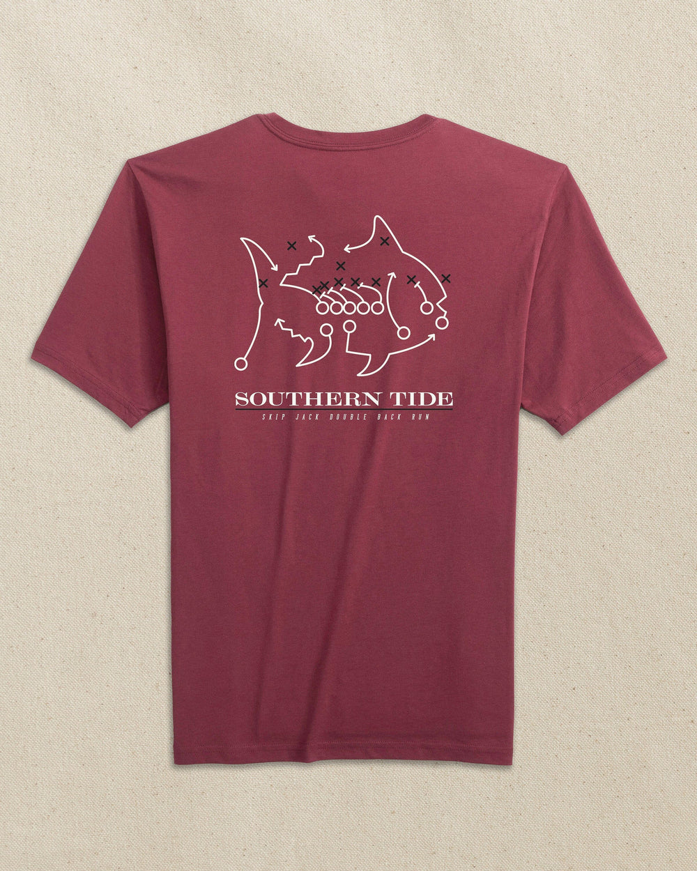 The back view of the Southern Tide USC Gamecocks Skipjack Play Short Sleeve T-Shirt by Southern Tide - Chianti and Black