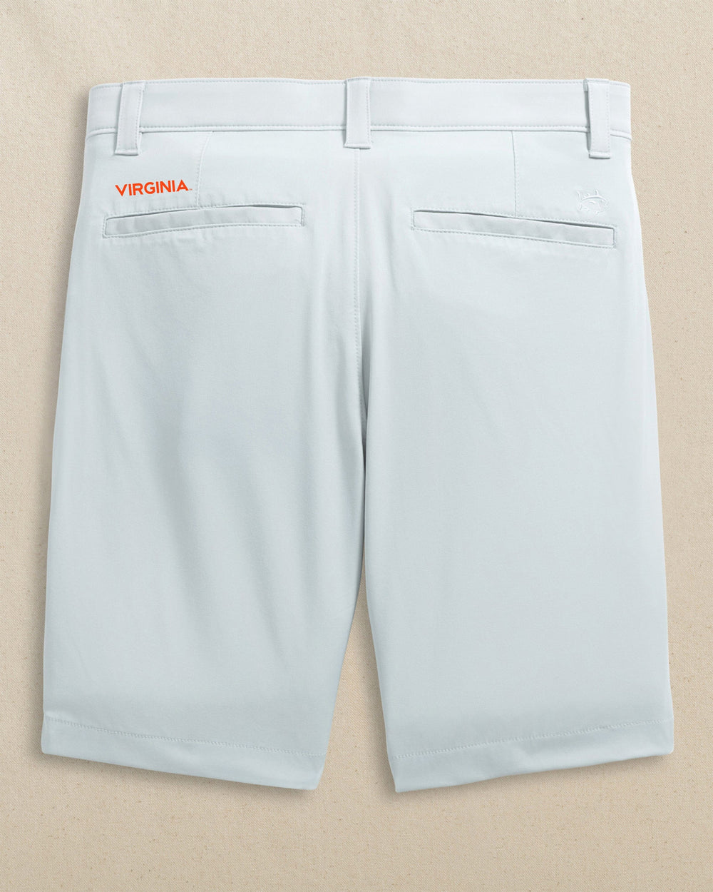 The back view of the Southern Tide UVA Cavaliers Birdie 8" Coastal Breeze® Performance Short by Southern Tide - Seagull Grey