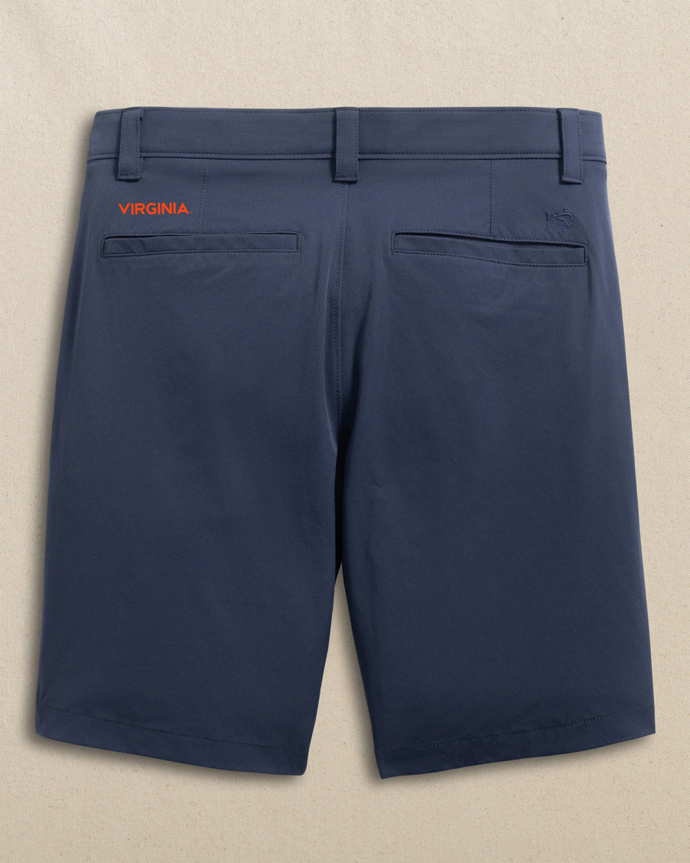 The back view of the Southern Tide UVA Cavaliers Birdie 8" Coastal Breeze® Performance Short by Southern Tide - True Navy