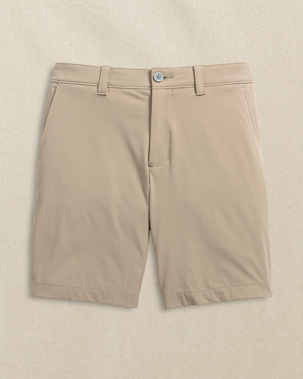 The front view of the Southern Tide UVA Cavaliers brrr°®-die 8" Performance Short by Southern Tide - Sandstone Khaki