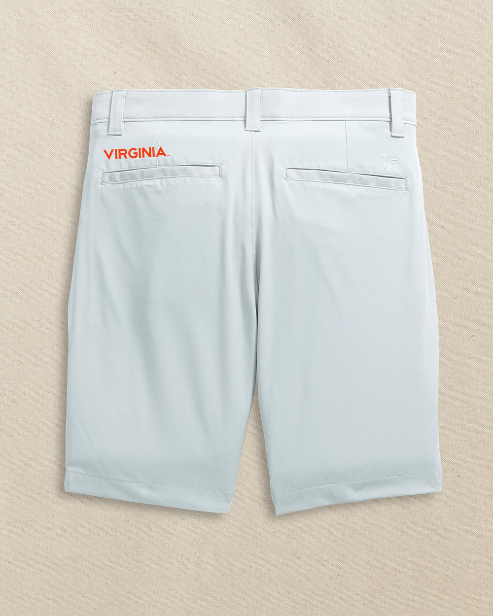 The back view of the Southern Tide UVA Cavaliers brrr°®-die 8" Performance Short by Southern Tide - Seagull Grey
