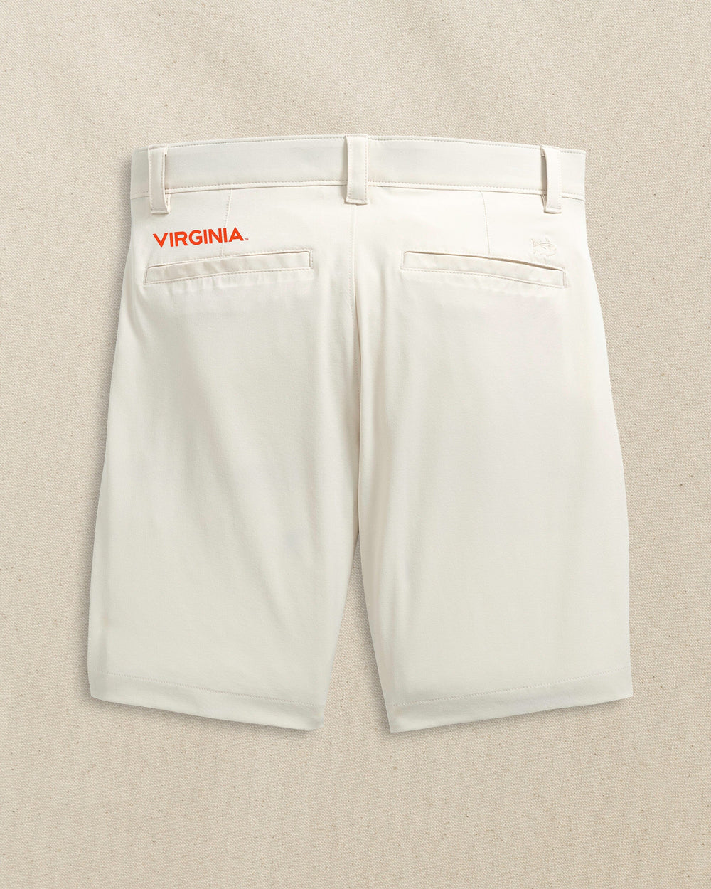The back view of the Southern Tide UVA Cavaliers brrr°®-die 8" Performance Short by Southern Tide - Stone