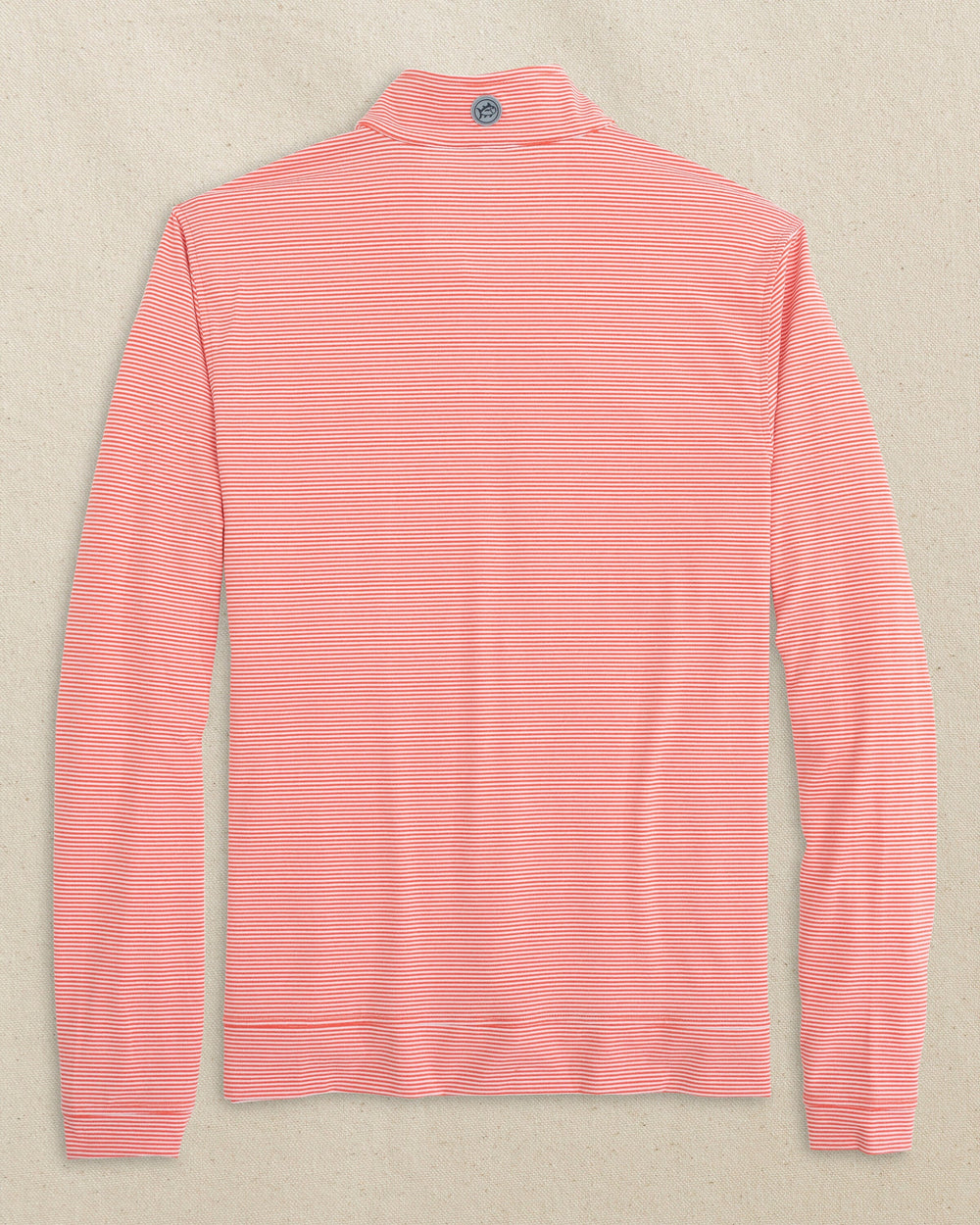 The back view of the Southern Tide UVA Cavaliers Cruiser Micro-Stripe Heather Quarter Zip by Southern Tide - Heather Endzone Orange
