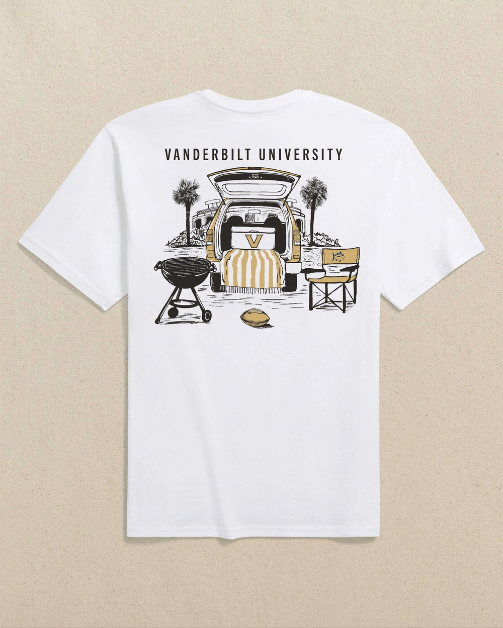 The back view of the Southern Tide Vanderbilt Commodores Stadium View Short Sleeve T-Shirt by Southern Tide - Classic White