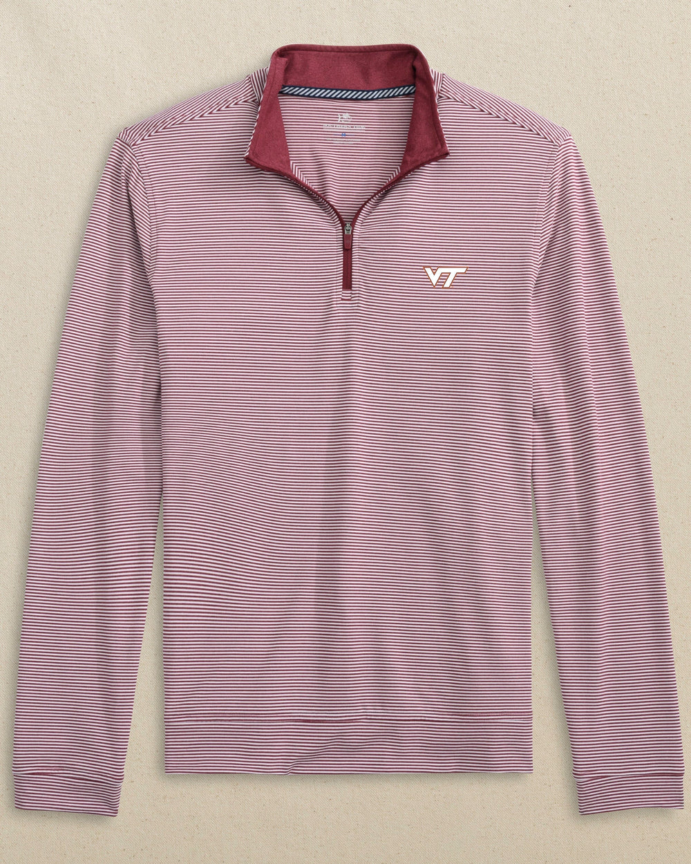 Virginia Tech Hokies Cruiser Micro-Stripe Heather Quarter Zip C_Outerwear Southern Tide 