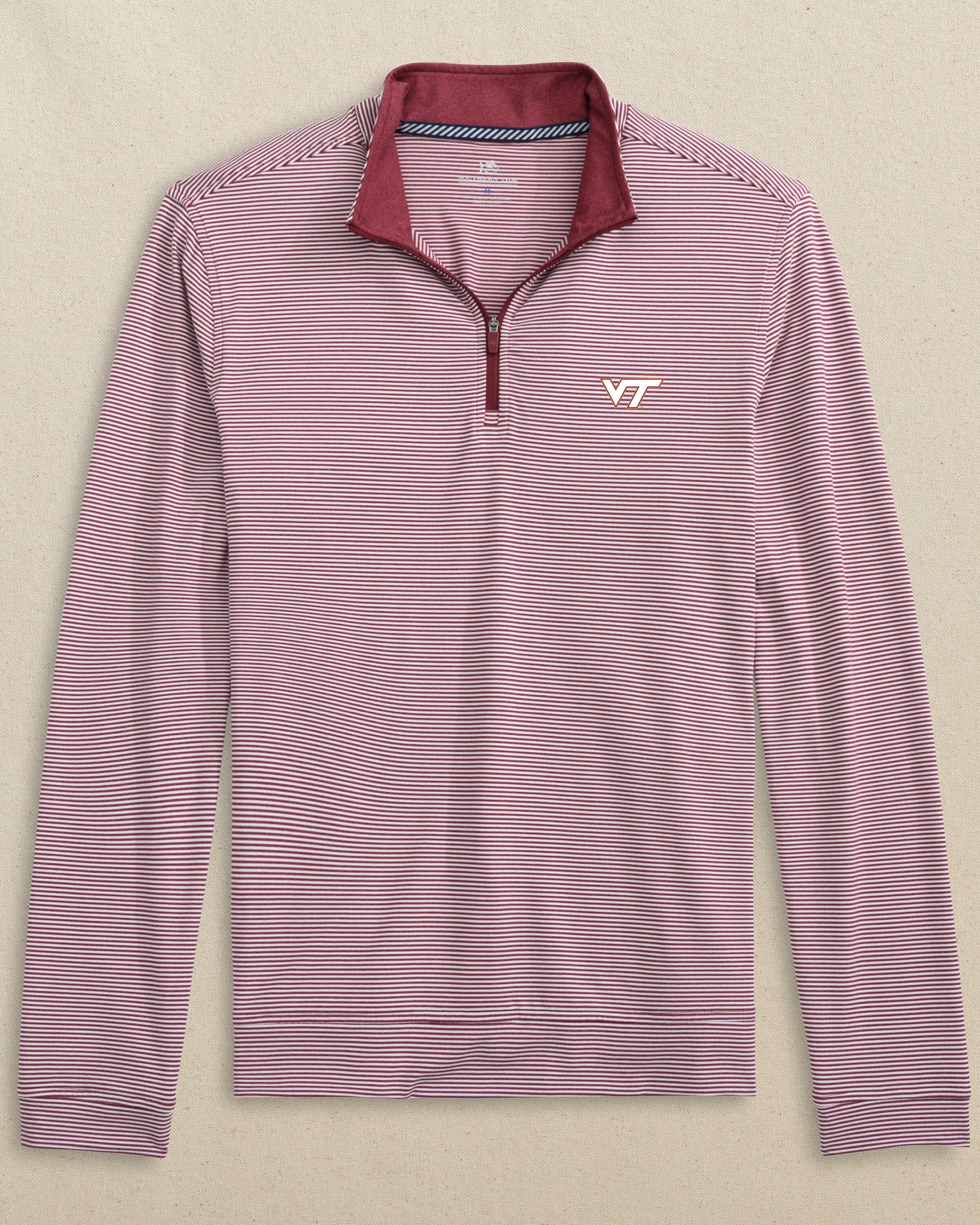 Men's Virginia Tech Hokies Stripe Heather Quarter Zip | Southern Tide