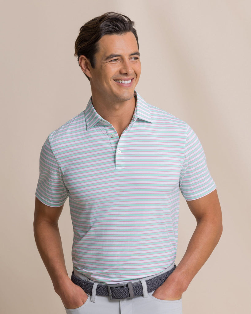 Men's Water Way Stripe Performance Polo | Southern Tide