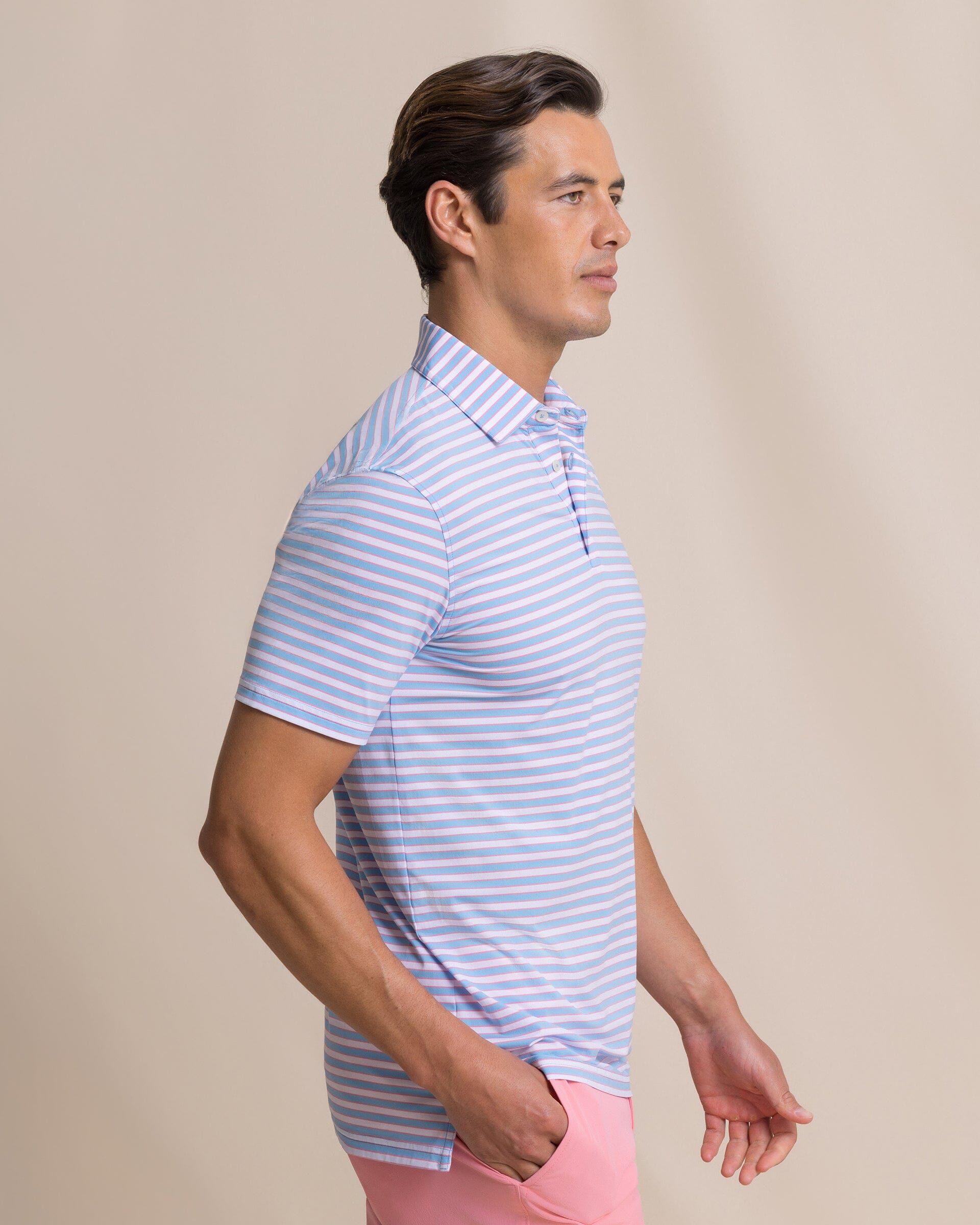 Men's Water Way Stripe Performance Polo | Southern Tide