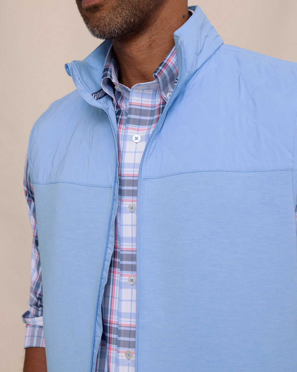 The detail view of the Southern Tide Waterfront Quilted Vest by Southern Tide - Ocean Channel