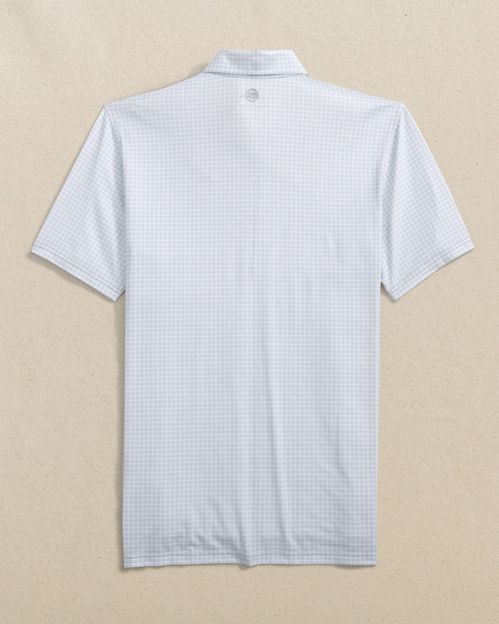 The back view of the Southern Tide Wofford Terriers Driver Dunes Edge Plaid Polo by Southern Tide - Slate Grey
