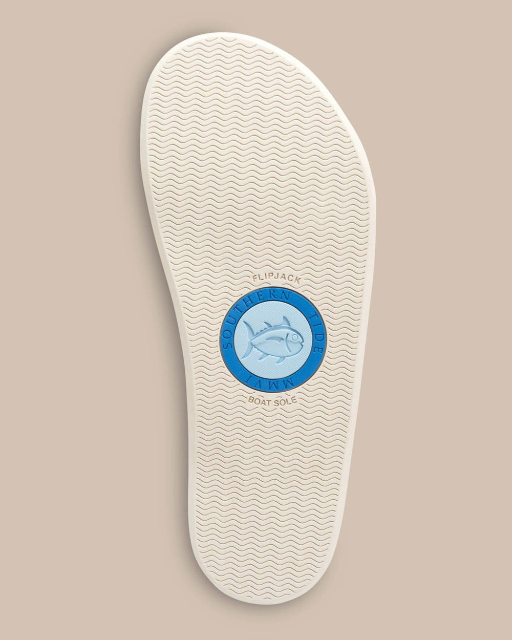 The bottom view of the Southern Tide Women's Weekend Metallic Gold Leather Flipjacks by Southern Tide - Metallic Gold