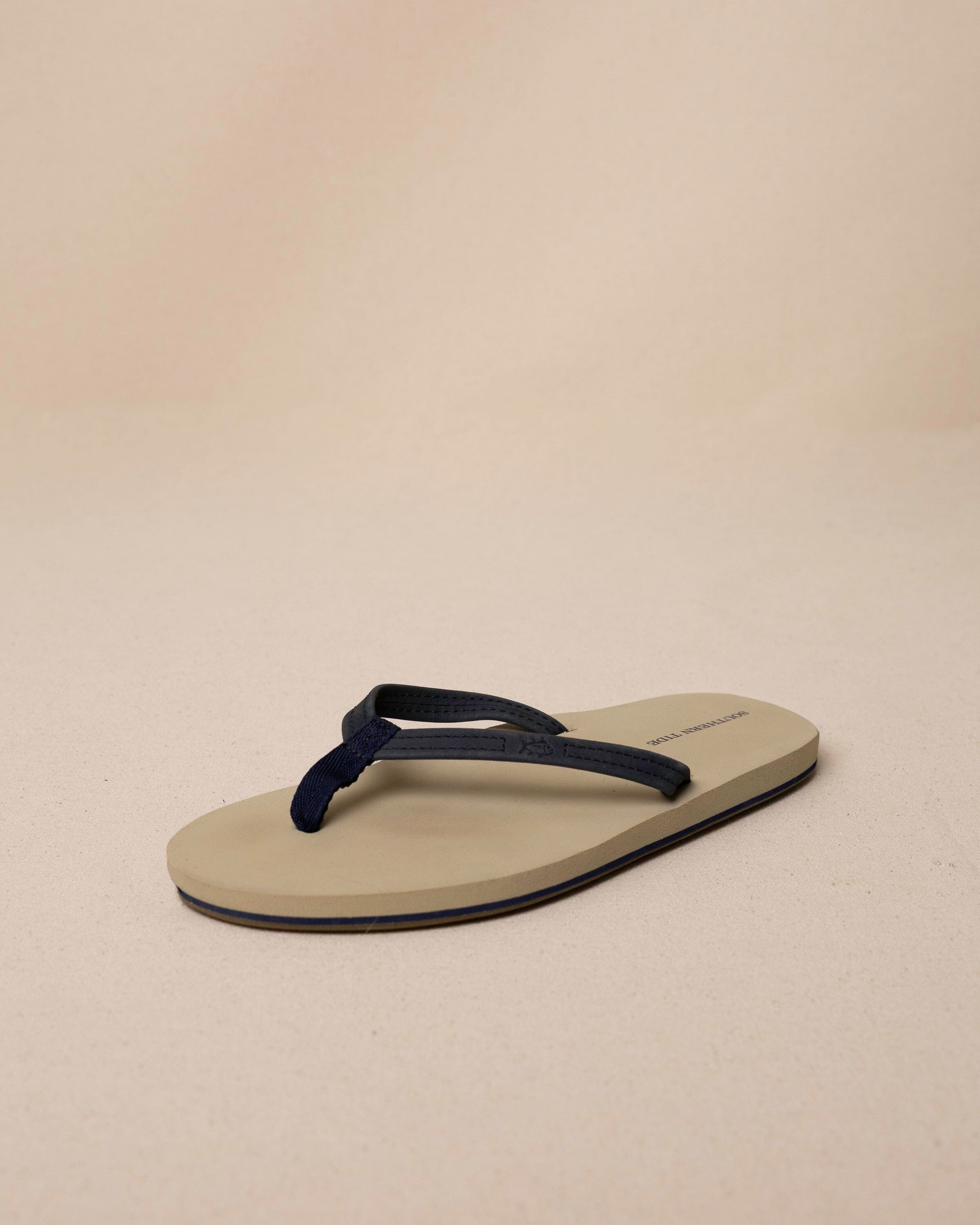 Women's Navy Leather Flip Flops | Southern Tide
