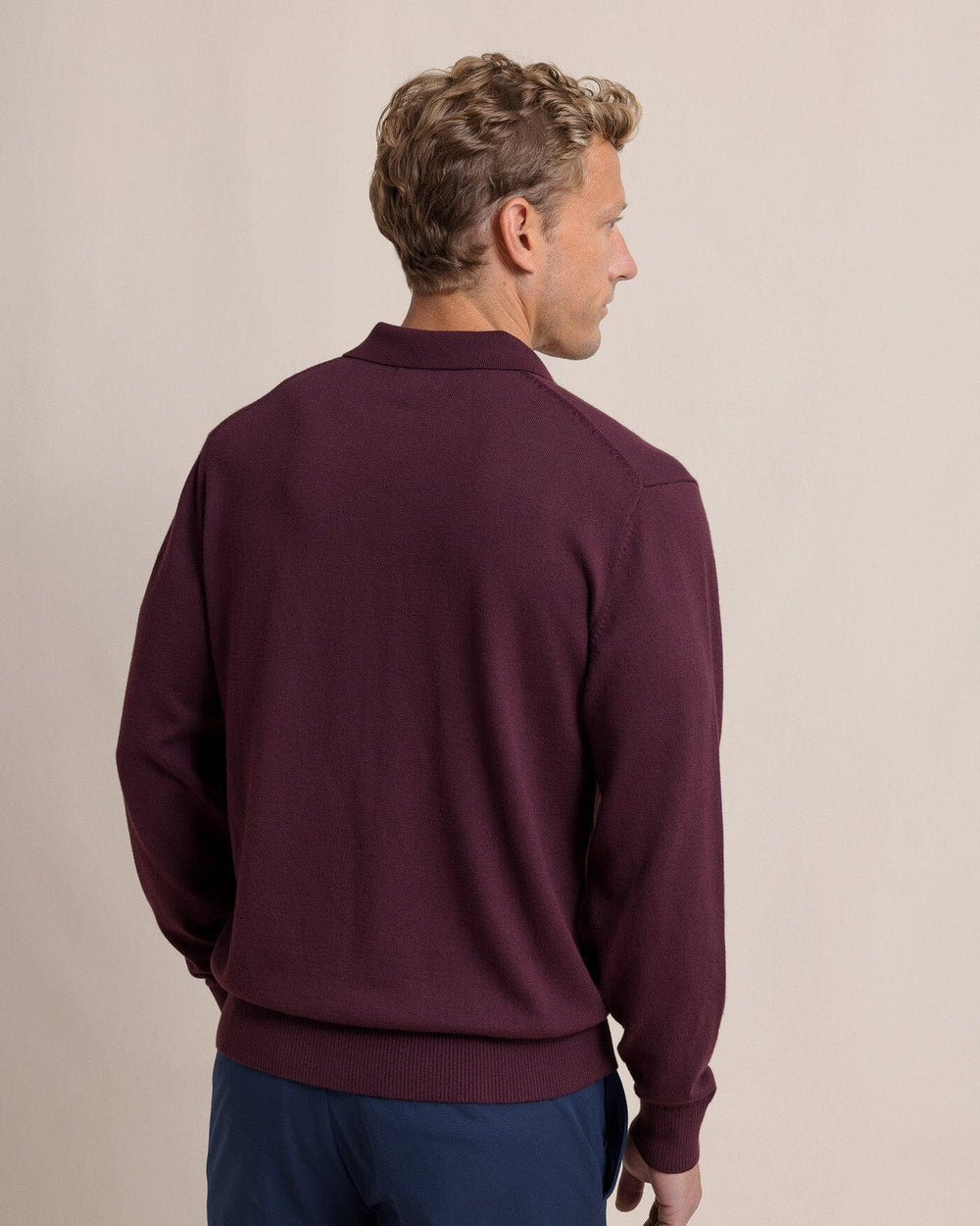 The back view of the Southern Tide Woodville Jade Sweater Polo by Southern Tide - Merlot