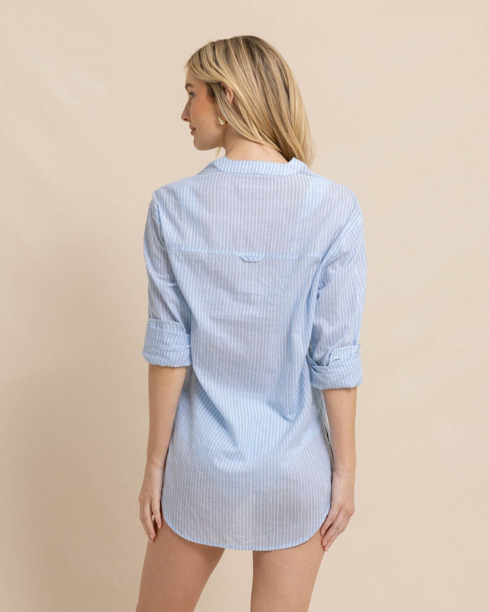 The back view of the Southern Tide Wrenley Airy Cotton Tunic by Southern Tide - Clearwater Blue
