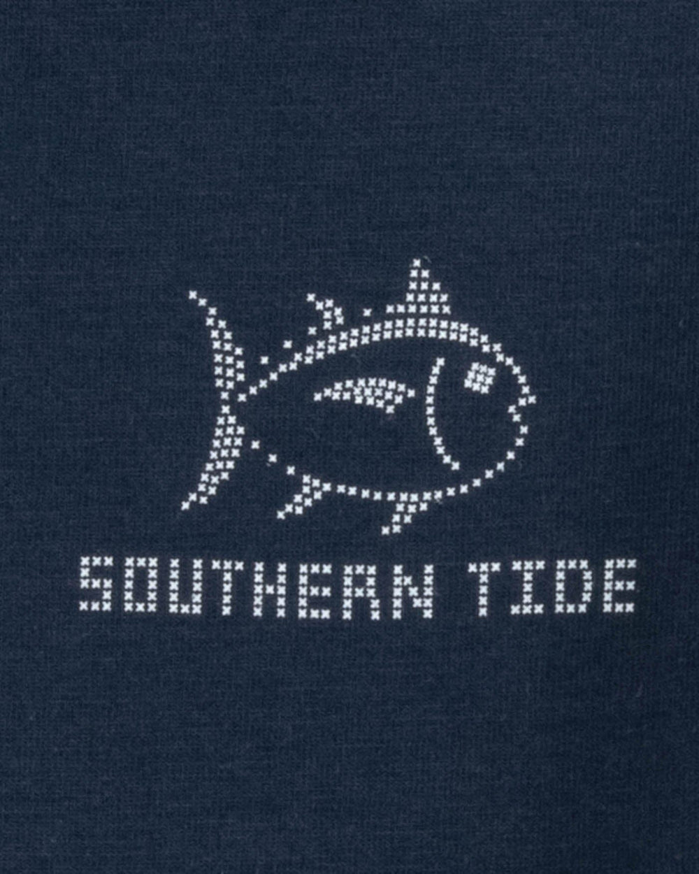 The detail view of the Southern Tide Youth Fair Isle Skipjack Long Sleeve T-shirt by Southern Tide - True Navy