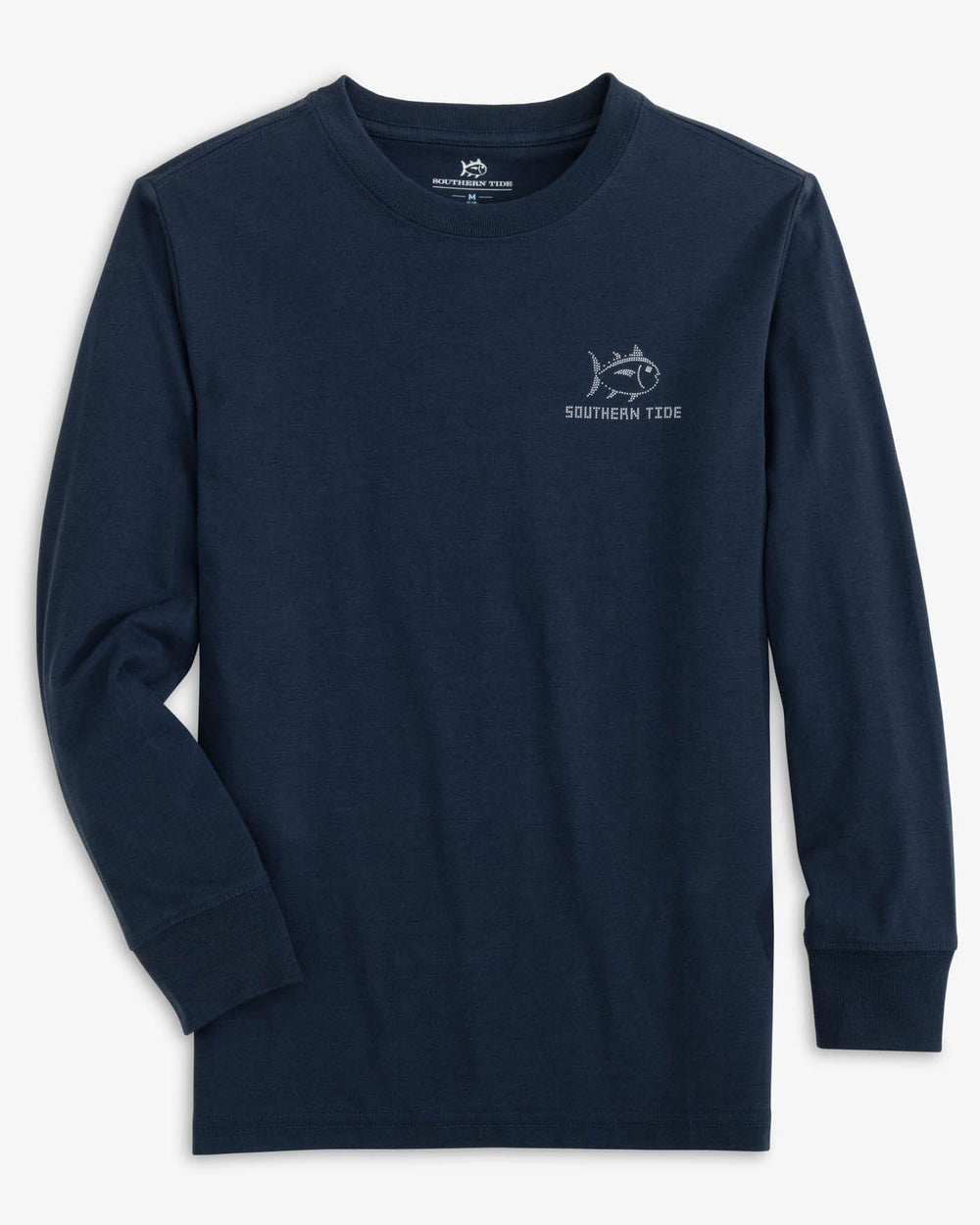 The front view of the Southern Tide Youth Fair Isle Skipjack Long Sleeve T-shirt by Southern Tide - True Navy