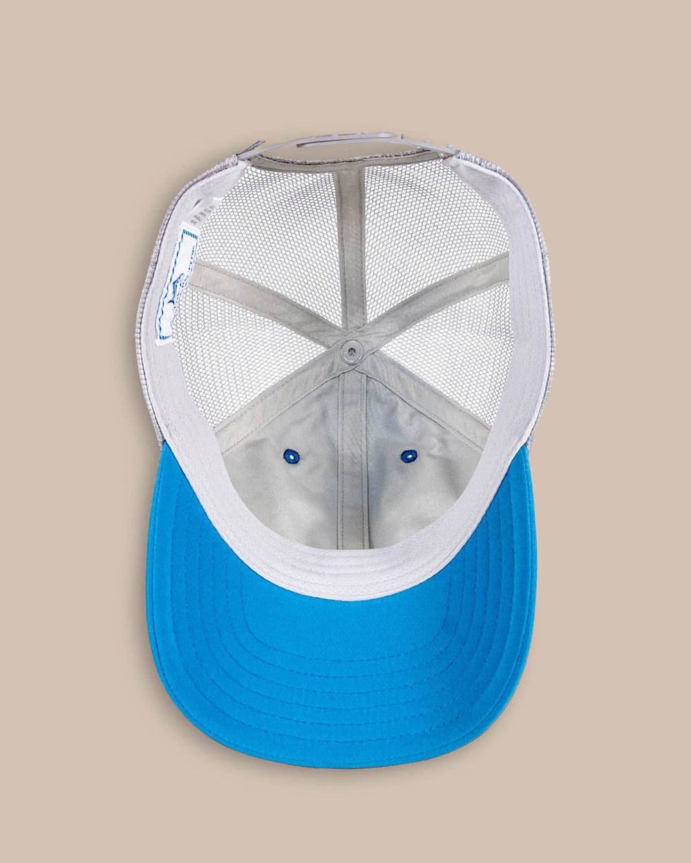 The detail view of the Southern Tide Youth Flyday Trucker Hat by Southern Tide - Blue