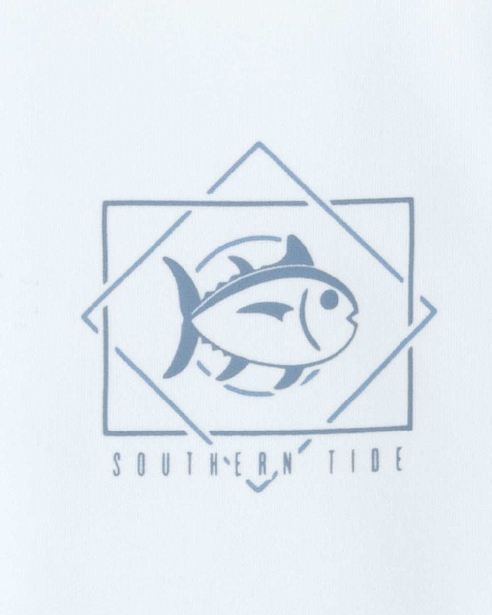 The detail view of the Southern Tide Youth Geometric Striped Short Sleeve Performance T-Shirt by Southern Tide - Classic White