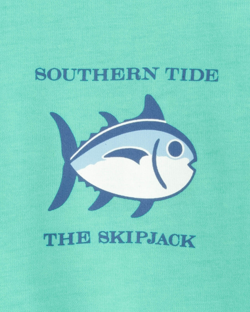The detail view of the Southern Tide Youth Original Skipjack T-Shirt by Southern Tide - Cool Mint