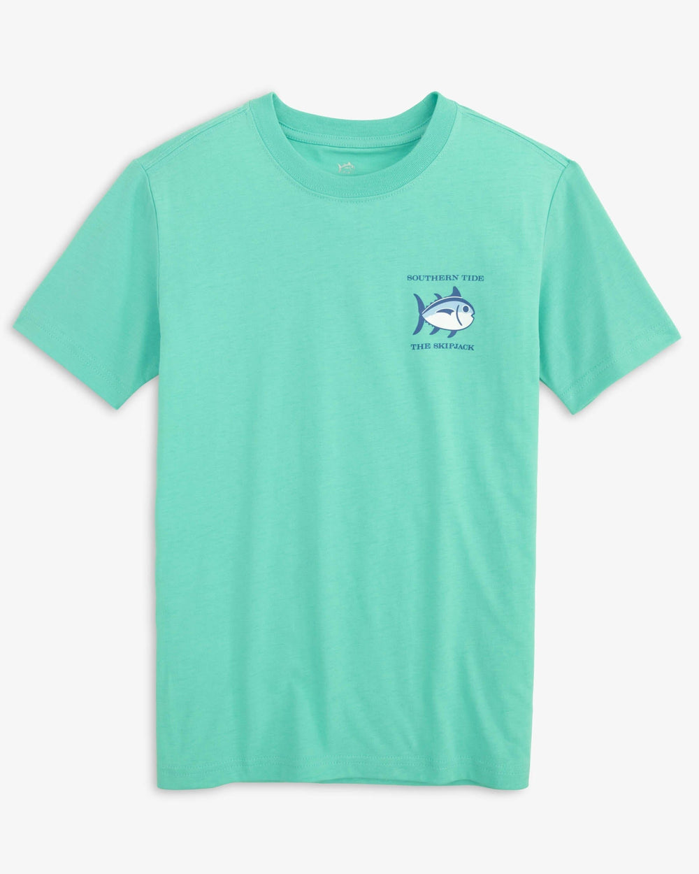 The front view of the Southern Tide Youth Original Skipjack T-Shirt by Southern Tide - Cool Mint