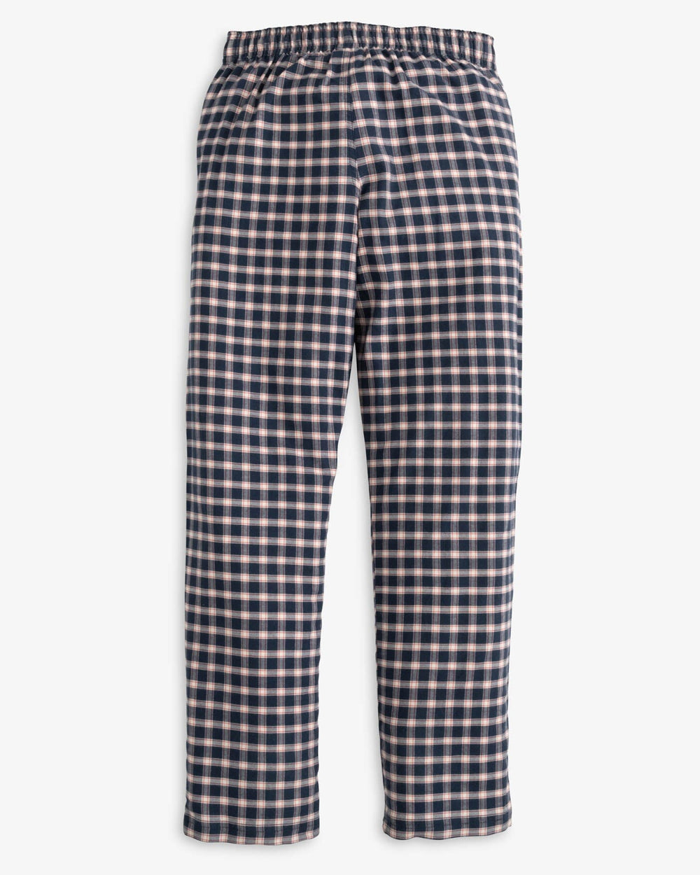 The back view of the Southern Tide Youth Silverleaf Plaid Lounge Pant by Southern Tide - Dress Blue